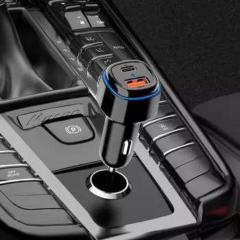 Автомобильное зарядное устройство для прикуривателя PD20W QC3.0, адаптер питания для быстрой зарядки, аксессуары, разветвитель для прикуривателя 12–24 В чёрный