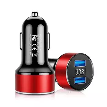 Автомобильное зарядное устройство для прикуривателя смартфона USB-адаптер зарядное устройство для мобильного телефона двойной USB цифровой дисплей вольтметр быстрая зарядка синий