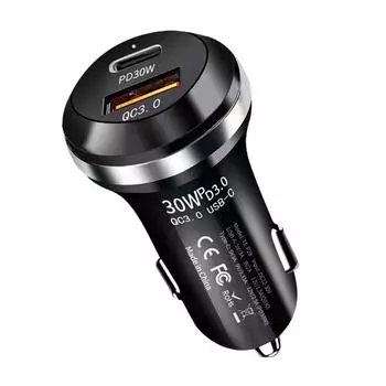 Автомобильное зарядное устройство для телефона 48 Вт, 2 порта QC3.0, зарядное устройство для мобильного телефона, USB-адаптер для быстрой зарядки iPhone, Samsung, Huawei, Xiaomi чёрный