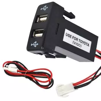 Автомобильное зарядное устройство для телефона с двумя портами USB для TOYOTA 40x20MM 4.2A, адаптер для быстрой зарядки