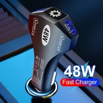 Автомобильное зарядное устройство Dual Qc3.0 2 USB, 48 Вт, автомобильное зарядное устройство для быстрой зарядки, одно для двоих, автомобильное зарядное устройство, запчасти и аксессуары