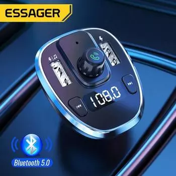 Автомобильное зарядное устройство Essager USB FM-передатчик Bluetooth 5,0 адаптер Coche беспроводной громкой связи аудиоприемник MP3-плеер автомобильные аксессуары серебряный