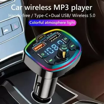 Автомобильное зарядное устройство FM-передатчик Bluetooth 5.0 Hands Free True 3.1A Dual USB Port PD Быстрая зарядка MP3 Музыка TF Карта U disk Player