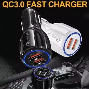 Автомобильное зарядное устройство Geumxl Qc3.0 3.1a, двойная USB-зарядка, Qualcomm Quick Charge 3,0, стандартное для Samsung Galaxy S6 Htc M9 Nexus 6 Lg G4