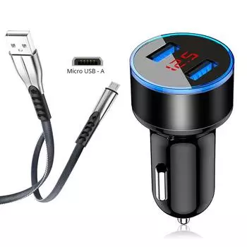 Автомобильное зарядное устройство, кабель Micro USB, быстрое зарядное устройство для сотового телефона для Xiaomi Redmi Note 6 5 4 Pro 7a 6a 5a 4a 5x 4x 5 Plus F1 с ЖК-дисплеем Car Charger серебряный