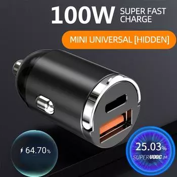 Автомобильное зарядное устройство Kebidu USB Quick Charge 4.0 QC4.0 QC3.0 QC SCP 5A PD Type-C 100 Вт Быстрое автомобильное зарядное устройство USB для iPhone Xiaomi Мобильный телефон