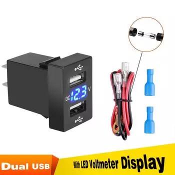 Автомобильное зарядное устройство Kebidumei Dual USB 12 В 3,1 А, светодиодный вольтметр, адаптер питания с цифровым дисплеем напряжения для автомобилей серии Toyota
