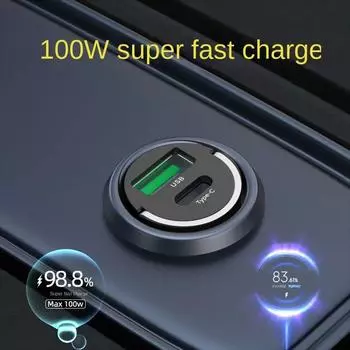 Автомобильное зарядное устройство Mini 100 Вт USB Type C Qc3.0 Pd Автомобильные зарядные устройства Быстрая зарядка Автомобильное зарядное устройство для телефона Адаптер для Samsung Huawei Xiaomi Universal белый