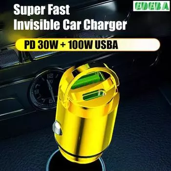 Автомобильное зарядное устройство Mini Usb 30 Вт, сверхбыстрая зарядка типа C для Iphone 12 Pro Max 14 Plus 13 11 Mini Samsung Xiaomi 100 Вт Max для Huawei Car Charger