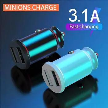 Автомобильное зарядное устройство Mini Usb с 2 портами, 15 Вт, быстрая зарядка Qc, разъем для зарядки телефона для Iphone 13 12 Ipad Airpods Huawei Samsung Xiaomi 11 Lg