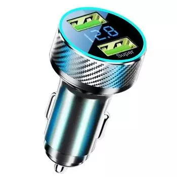 Автомобильное зарядное устройство мощностью 300 Вт с двумя портами USB, сверхбыстрая зарядка с цифровым дисплеем, адаптер для быстрой зарядки для iPhone