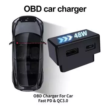 Автомобильное зарядное устройство OBD для Tesla model3/Y/X/S USB + PD Быстрая зарядка автомобильное зарядное устройство для телефона iPhone Samsung Huawei OBD2 Разветвитель зарядное устройство адаптеры аксессуары