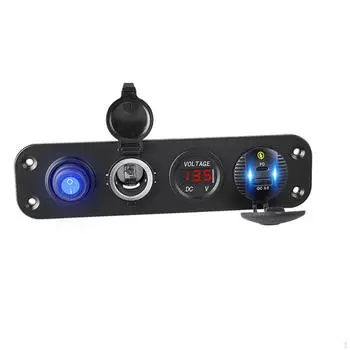 Автомобильное зарядное устройство Панель розеток USB розетка Водонепроницаемый Прочный морской переключатель LED Вольтметр Red Light