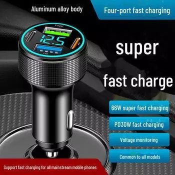 Автомобильное зарядное устройство PD из алюминиевого сплава 2024 года с 4 портами — сверхбыстрая зарядка C185 PD30W+Super+(A+C)15W