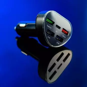 Автомобильное зарядное устройство PD QC3.0 мощностью 66 Вт с 5 портами, адаптер для быстрой зарядки iPhone USB Type C, зарядное устройство для прикуривателя E5E7