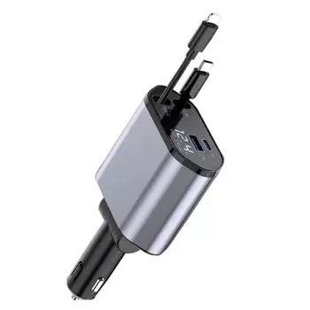 Автомобильное зарядное устройство поддерживает сверхбыструю зарядку мощностью 120 Вт, телескопический кабель для зарядки через флэш-память, 4 в 1, прикуриватель для зарядки в автомобиле