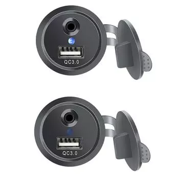 Автомобильное зарядное устройство постоянного тока 12-24 В + один QC3.0 USB с синим индикатором, 18 Вт, зарядное устройство для быстрой зарядки с водонепроницаемой крышкой, адаптер для автомобильного зарядного устройства чёрный