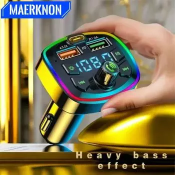 Автомобильное зарядное устройство Q7 Bluetooth 3.1A с двумя портами USB, быстрая зарядка, FM-передатчик, Bluetooth Hands Free, Mp3, True PD, мобильный телефон, адаптер чёрный