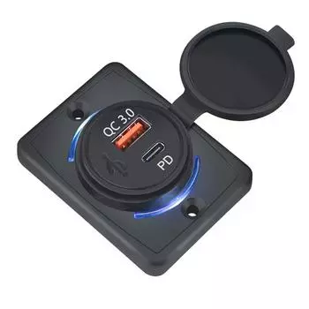 Автомобильное зарядное устройство QC3.0 + 18 Вт USB, быстрая зарядка QC 3,0 3,1A PD, панель адаптера для зарядки мобильного телефона для авто, лодки, автобуса, мотоцикла, автофургона