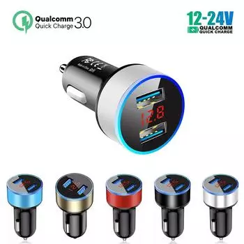 Автомобильное зарядное устройство Qc3.0 3.1a Dual Usb для мобильного телефона, светодиодное цифровое зарядное устройство для быстрой зарядки, автомобильный адаптер прикуривателя для iPhone Xiaomi C Super Deal
