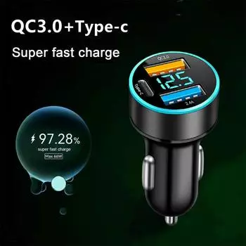 Автомобильное зарядное устройство QC3.0, быстрая зарядка, 12 В~24 В, 3 USB, корпус из сплава