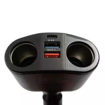 Автомобильное зарядное устройство QC3.0 мощностью 120 Вт, двойной USB-адаптер питания 12 В/24 В, быстрая зарядка, гнездо автомобильного прикуривателя, светодиодный цифровой дисплей, вращающийся на 360° CHINA