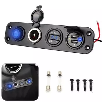 Автомобильное зарядное устройство QC 3.0, панель розеток, зарядное устройство с двумя USB-портами, адаптер питания, цифровой вольтметр, гнездо прикуривателя C Igarette