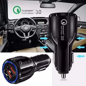Автомобильное зарядное устройство Quick Charge 3.0 9 В 1.67a с двумя USB-портами Qc3.0 Быстрая зарядка 5 В 3.1a Быстрое USB-зарядное устройство для Iphone 7 8 Plus Samsung S8 S9