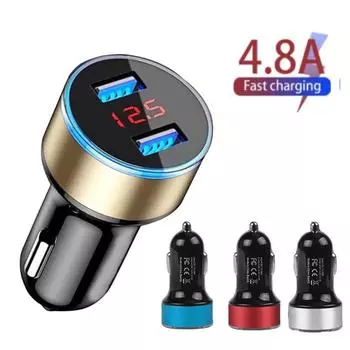 Автомобильное зарядное устройство с 2 usb, 12-24 В, светодиодное цифровое автомобильное адаптерное гнездо, быстрое автомобильное зарядное устройство для телефона со светодиодной лампой для Iphone Xiaomi 3.1a Qc3.0 красный