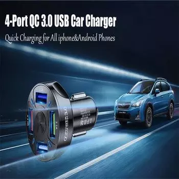 Автомобильное зарядное устройство с 4 портами, зарядное устройство USB для прикуривателя, быстрое автомобильное зарядное устройство для телефона 3.0, адаптер для быстрого автомобильного зарядного устройства 7A для мобильных планшетов и других устройств 7.