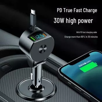 Автомобильное зарядное устройство с цифровым дисплеем, прикуриватель 3 в 1, сверхбыстрая зарядка PD30W. Low-profile M5