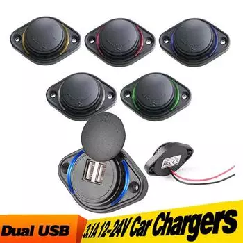 Автомобильное зарядное устройство с двойным USB-портом 3.1A, 12-24 В, розетка для зарядки телефона, панель адаптера для автофургонов, автобусов, мотоциклов, лодок, квадроциклов, UTV, кемперов, караванов красный