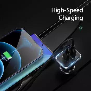 Автомобильное зарядное устройство с двумя портами USB C PD18W и USB A QC3.0 Адаптер для быстрой зарядки смартфонов, планшетов и ноутбуков A белый