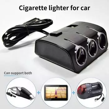 Автомобильное зарядное устройство с двумя USB-разъемами, стабильным выходом, термостойкими тремя розетками, широкой зарядкой мобильного телефона чёрный