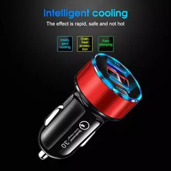 Автомобильное зарядное устройство с двумя USB-портами QC3.0, быстрая зарядка прикуривателя, USB-адаптер для смартфона, интеллектуальное зарядное устройство с цифровым дисплеем IC