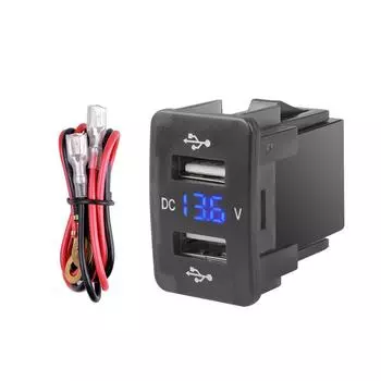 Автомобильное зарядное устройство с двумя USB-разъемами 4,2 А, адаптером со светодиодным вольтметром, кабельное автомобильное зарядное устройство 60 см для Honda Auto Boat