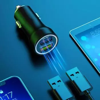 Автомобильное зарядное устройство с двумя USB-портами 100 Вт 12–24 В, адаптер для быстрой зарядки для Galaxy Note 20/10 S21/20/10 14 Pro Max 13 12 11, телефона, планшета