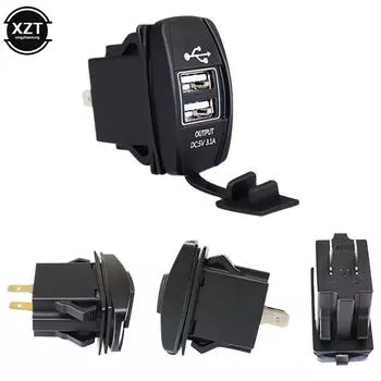 Автомобильное зарядное устройство с двумя USB-портами, 3,1 А, светодиодный цифровой вольтметр для морской панели переключателей на лодке, автофургоне красный