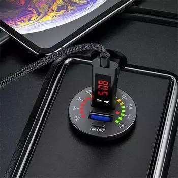 Автомобильное зарядное устройство с двумя USB-портами и светодиодным вольтметром, переключатель ВКЛ./ВЫКЛ., 12 В, двойное зарядное устройство USB 4,8 А, 2 порта, адаптер для быстрой зарядки CHINA