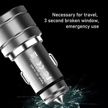 Автомобильное зарядное устройство с двумя USB-зарядками, быстрая зарядка, алюминиевый сплав, 4,8 А серый