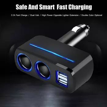 Автомобильное зарядное устройство Sagit Dual USB, адаптер питания 12–24 В, 3,1 А, 2 гнезда для прикуривателя