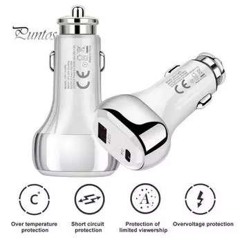 Автомобильное зарядное устройство, стабильный выход, 12/24 В, универсальное, многофункциональное, 50–60 Гц, противоскользящее, широкая совместимость, материал ПК, QC3.0 + PD, 38 Вт, автомобильное зарядное устройство для телефона, автомобильное зарядное ус