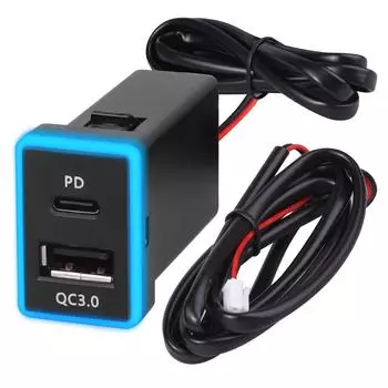 Автомобильное зарядное устройство типа C PD QC3.0 с двумя USB-разъемами для быстрой зарядки, 12 В, зарядное устройство для мобильного телефона, адаптер питания для автомобиля