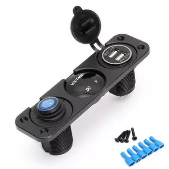 Автомобильное зарядное устройство Тумблер Прикуриватель Многофункциональное Двойное USB 3.1A Черное