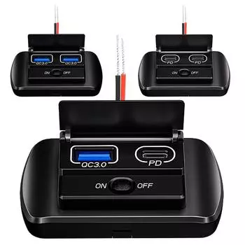Автомобильное зарядное устройство USB 12 В/24 В, водонепроницаемое, пылезащитное, QC3.0 PD, быстрая зарядка, USB-розетка, адаптер для панели, USB-разъем питания с переключателем A