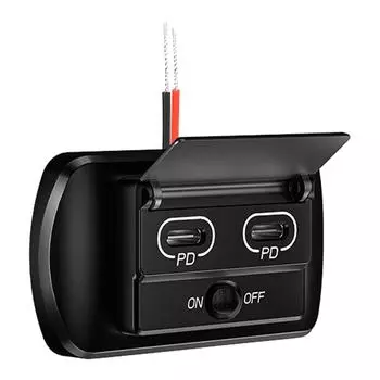 Автомобильное зарядное устройство USB 12 В/24 В с выключателем PD Dual Type C Outlet Panel Adapter