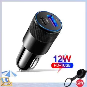 12 Вт USB Автомобильное Зарядное Устройство PD Быстрая Зарядка Зарядное Устройство для Телефона Гнездо Прикуривателя Адаптер Питания для iPhone 11 12 Max Xiaomi Samsung