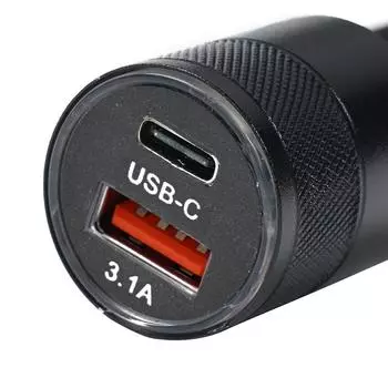 Автомобильное зарядное устройство USB 66 Вт Quick Charge 3.0 Type C Быстрая зарядка телефона Адаптер для автомобильного адаптера Розетка для прикуривателя серебряный