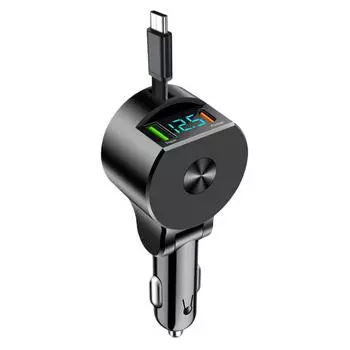 Автомобильное зарядное устройство USB-адаптер для быстрой зарядки мобильного телефона, зарядное устройство для авто, светодиодный интеллектуальный цифровой дисплей, небольшой автомобильный адаптер для внедорожников чёрный