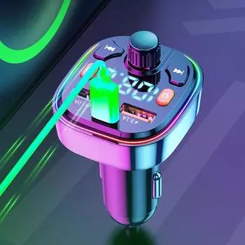 Автомобильное зарядное устройство USB, быстрая зарядка, Bluetooth, FM-передатчик, USB Type C, 3A Pd 18 Вт, быстрая зарядка для телефона